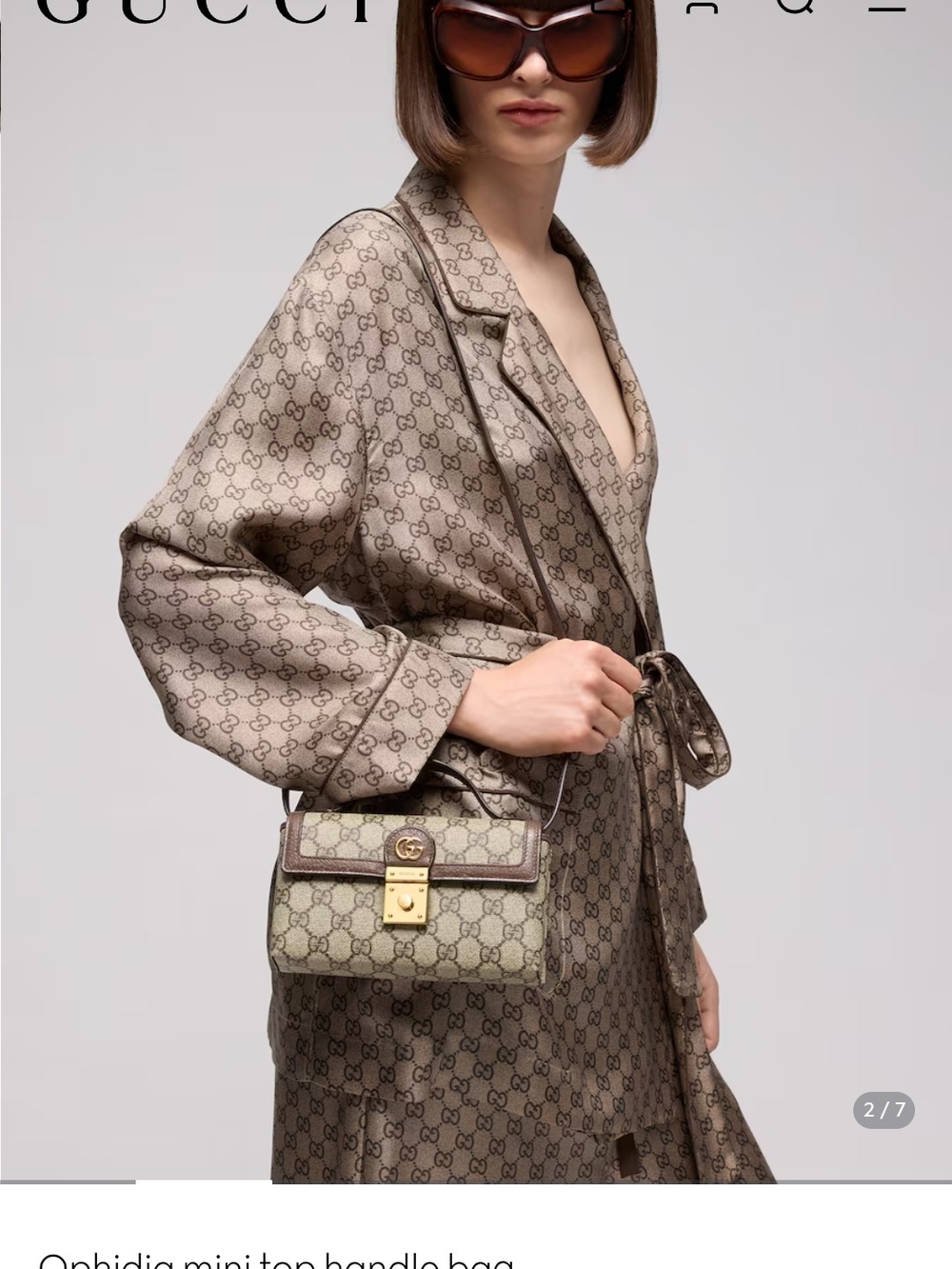 Gucci Beige GG Supreme Mini Top Handle Shoulder Bag with Gold Hardware